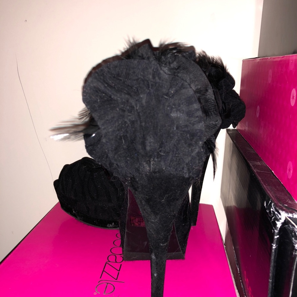 JUST FAB 'NIKOLE' Black Sheer Zebra Heels